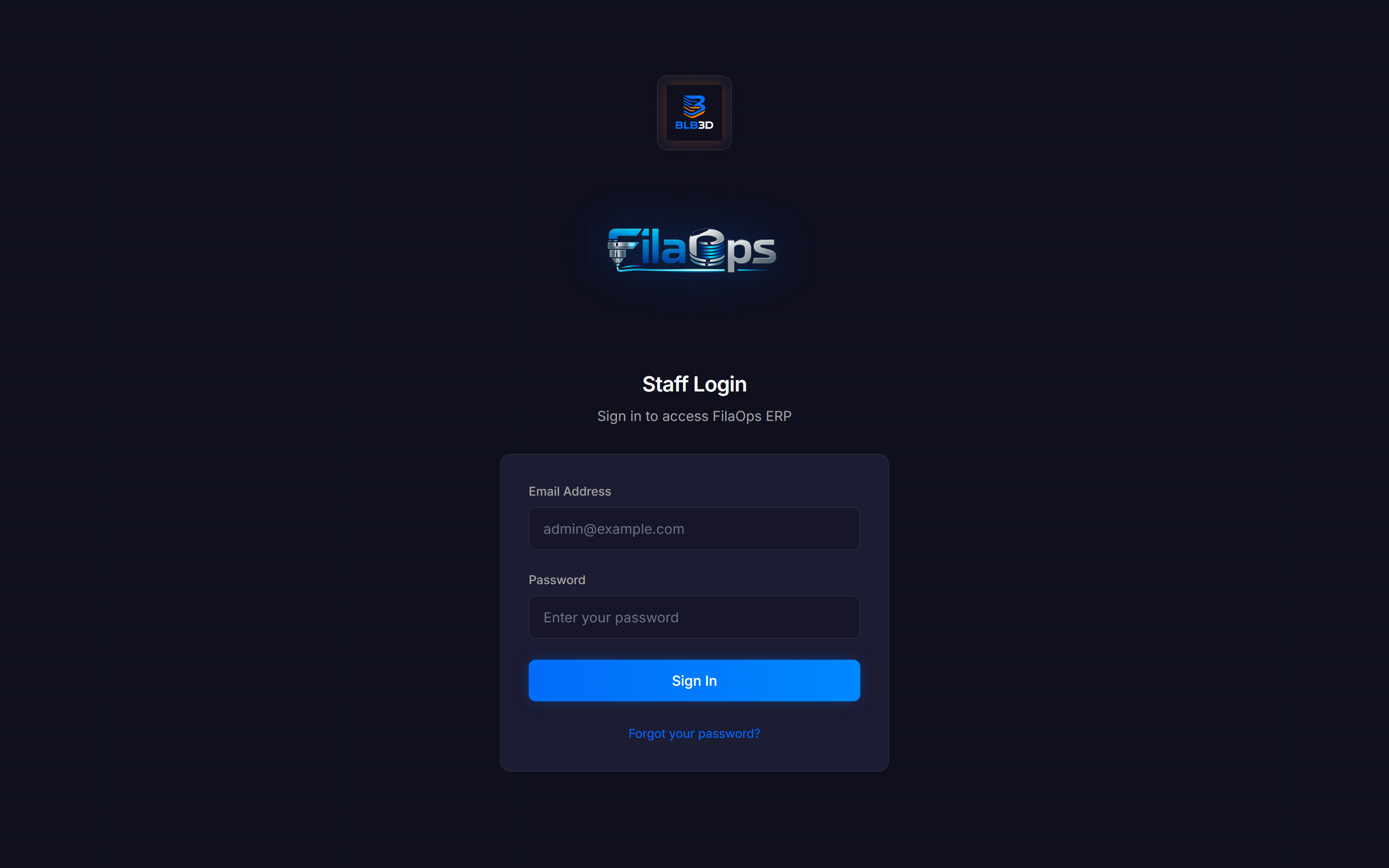 Login page with the "Forgot Password" link highlighted